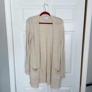 Old Navy beige women’s long sweater cardigan, warm, size Small Tall (LIKE NEW)